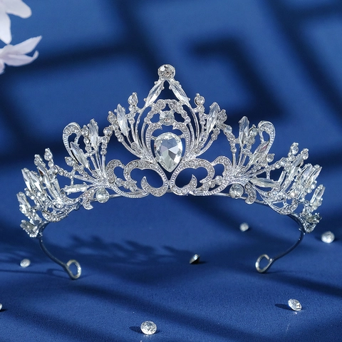 Corona Da Sposa Barocca Diadema Lega Strass Cristallo Cavo Forma Di Cuore Matrimonio Festa Accessorio Per Capelli Principessa Per Donne