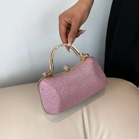 Damen Abendtasche Clutch Glitzer Pailletten Metallgriff Strassverschluss Kettenschultergurt Party Hochzeit