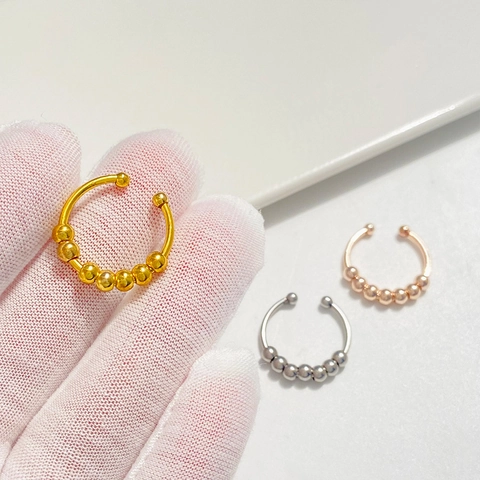 Edelstahl Anti Angst Ring Für Damen Herren Drehbare Perlen Verstellbarer Offener Ring Stressabbau Fidget Ring Schmuck Geschenk