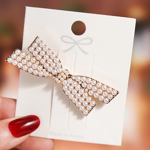 Rhinestone Faux Artificial Pearl Hair Clips Alloy Snowflake Mermaid Tail Bow Barrette Elegant Sparkling Fashion Accessories For Women