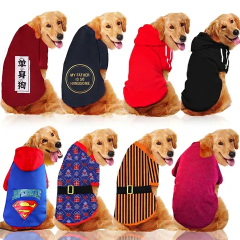 Pet Dog Hoodie Sweater Warm Soft Cotton Fleece Knit Pullover For Large Medium Small Dogs Winter Autumn Sporty Casual