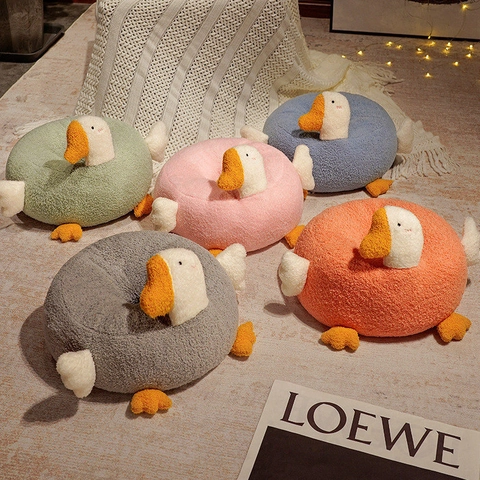 Cute Goose Duck Shape Round Plush Cushion Soft Teddy Velvet Doughnut Floor Futon Thickened Cartoon Pillow Home Decor