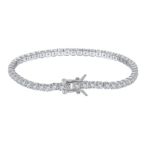 Elegant 925 Sterling Silver Tennis Bracelet For Women Inlaid Round Zirconia Sparkly Geometric Chain Bracelet Wedding Party Jewelry Gift