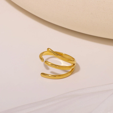 Geometrischer Mehrlagiger Spiralring Aus Edelstahl Vergoldet Minimalistisch Verstellbar Wasserdichter Schmuck Für Frauen