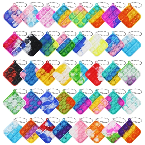 Mini Gioco Pop It Antistress Portachiavi Silicone Sensoriale Pendente Per Bambini E Adulti Colorato Forme Multiple