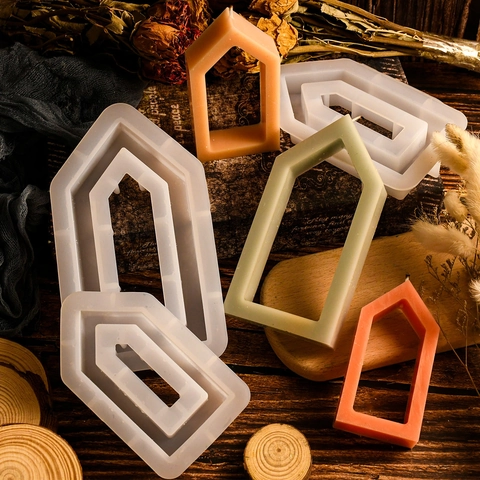 House Shape Silicone Mold Hollow Frame For DIY Candle Plaster Resin Crafting Geometric Aromatherapy Ornament Making