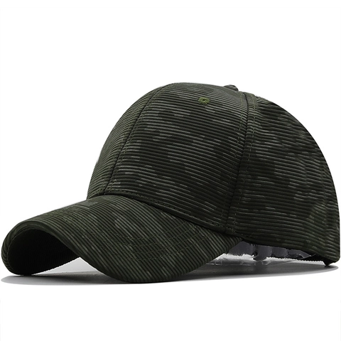 Vintage Baumwolle Cord Baseball Kappe Camouflage Gestreift Verstellbare Metallschnalle Casual Outdoor Sonnenhut