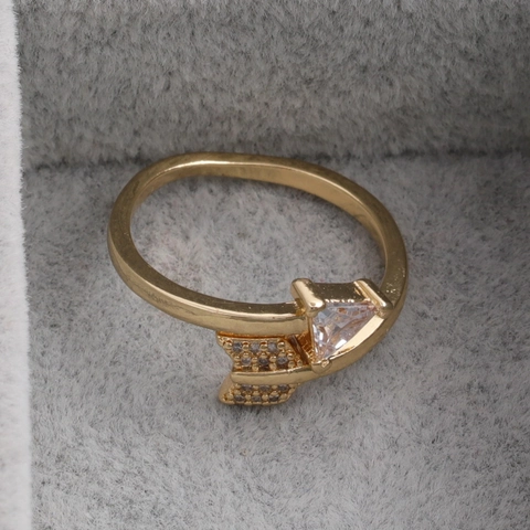 Anello Aperto Freccia Rame Zircone Micro Pavè Regolabile Oro Gioielli Di Moda Per Donna