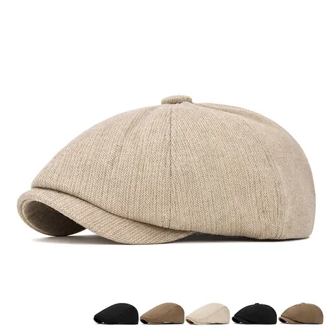 Vintage Britische Schiebermütze Baskenmütze Für Herren Damen Verstellbare Schnalle Fischgräten Cord Leder Retro Stil