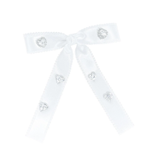 Süße Schleife Haarspange Satinband Herz Strass Elegante Gewellte Kante Entenschnabelclip Für Frauen Mädchen Lolita Stil