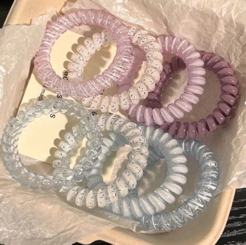Sweet Polka Dot Telephone Wire Hair Ties Transparent Jelly Hair Ropes Daily Ponytail Holder Hair Accessories
