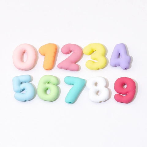 3D Number Beads Acrylic Macaron Frosted Matte Plated Colorful For Phone Chain Keychain DIY Jewelry Making Craft
