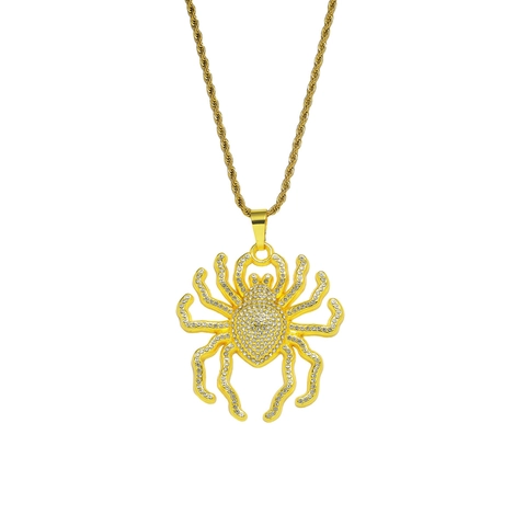 Collana Con Ciondolo Ragno Iced Out Con Catena A Corda In Acciaio Inossidabile Gioielli Hip Hop In Lega Strass Per Uomo