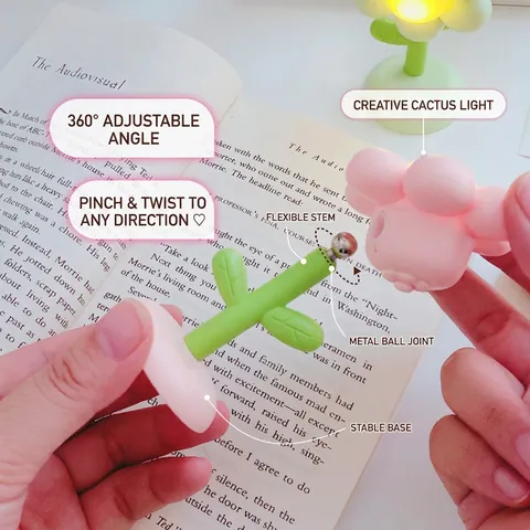 Mini LED Night Light Magnetic Desktop Lamp Adjustable Portable Cute Cartoon Animal Flower Shape Bedside Decor For Kids