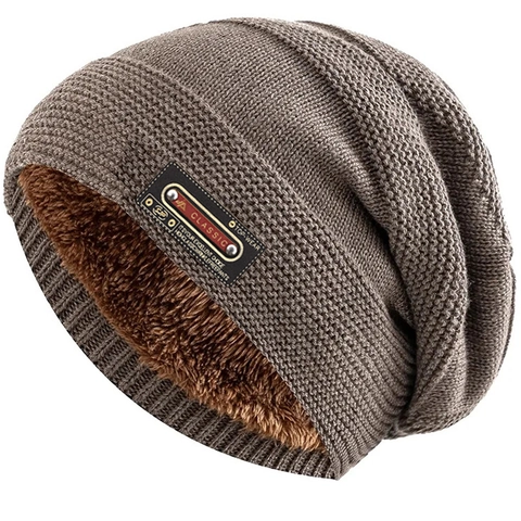 Winter Beanie Muts Heren Dames Gebreid Polyester Fleece Gevoerd Warm Thermisch Outdoor Klassiek Lederen Label