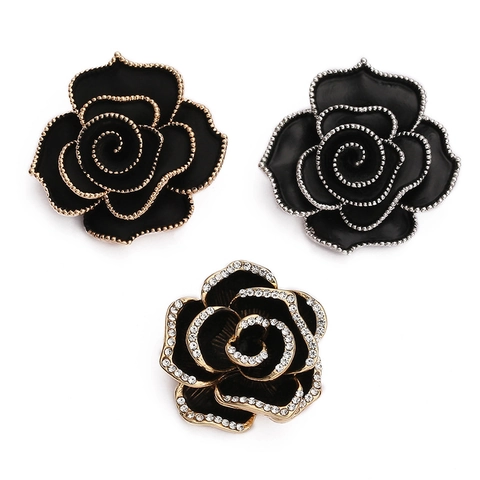 Spilla Vintage a Forma di Fiore di Camelia e Rosa per Donna in Lega Smalto Strass Perla Artificiale Accessorio di Gioielleria Elegante Decorazione