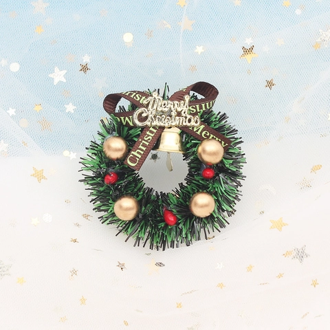 Mini Kerstkransen Decoratie Voor Taart Toppers Poppenhuis Accessoires Met Rode Strikken Gouden Bellen Plastic
