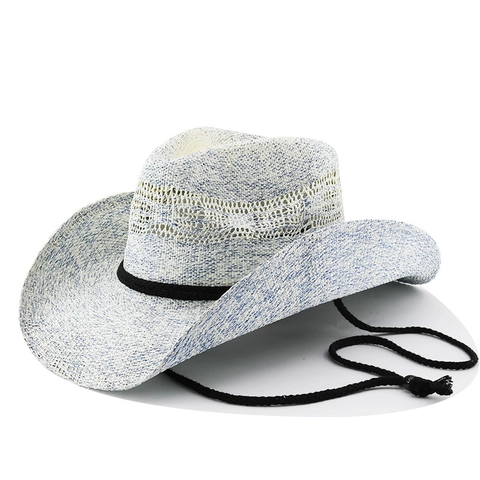 Cappello Da Cowboy Occidentale Paglia Intrecciata Tesa Larga Traspirante Cavo Design Sottogola Antivento Per Estate All'aperto