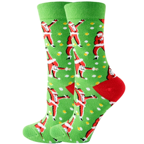 Chaussettes Mi-Mollet De Noël Tricot En Mélange De Coton Respirant Motif Père Noël Bonhomme De Neige Renne Fête Vacances Unisexe