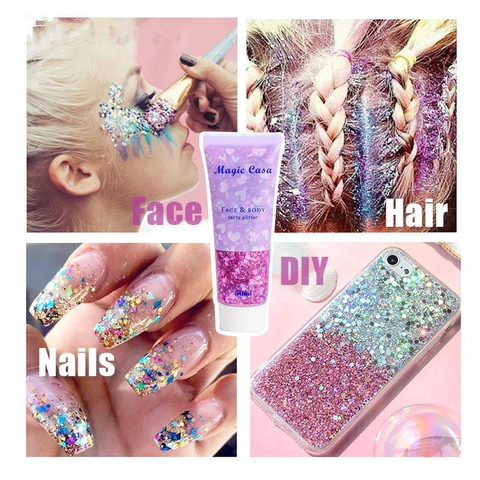 Paillettes Gel Visage Et Corps Sirène Laser Polarisant Éclat Pour Maquillage Scène Fête Durable