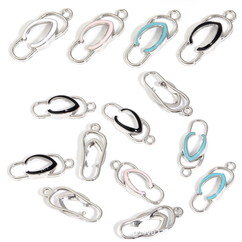 Breloques Pantoufles Alliage Émail Coloré Flip Flop Pendants Pour Fabrication De Bijoux DIY Boucles Oreilles