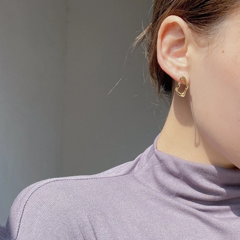 S925 Sterling Silver Irregular Hollow Heart Stud Earrings For Women French Chic Minimalist Geometric Gold Plated Fashion Jewelry