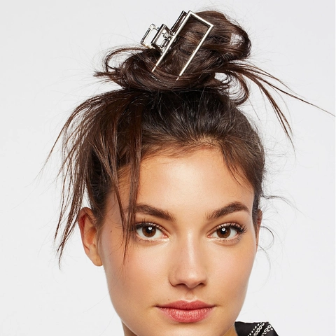 Geometrische Rechteckige Hohle Legierung Haarklaue Clip Retro Französischen Stil Styling-Tool Für Frauen