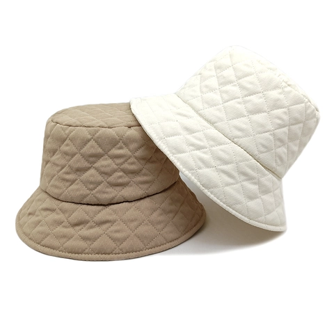 Sombrero De Pescador Acolchado Patrón Diamante Poliéster Cálido Invierno Moda Color Sólido Plegable Cortavientos