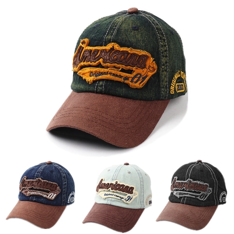 Cappello Da Baseball Vintage Retrò Americano Denim Camoscio Patchwork Americana Ricamo Lavato Regolabile