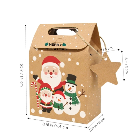 Christmas Gift Bags Kraft Paper Party Favor Treat Wrap Reindeer Santa Snowman Pattern For Candy Cookie Packaging Holiday Decor