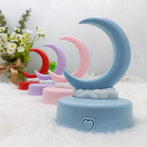 Creative Moon Night Light LED Bedside Lamp Decorative Plastic Toy For Kids Room Romantic Crescent Glow Mood Lighting