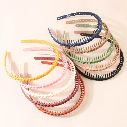 Diademas Antideslizantes De Plástico Mate Con Dientes Cadena Trenzada Textura Ondulada Accesorios Para El Cabello Lavado De Cara Para Mujeres