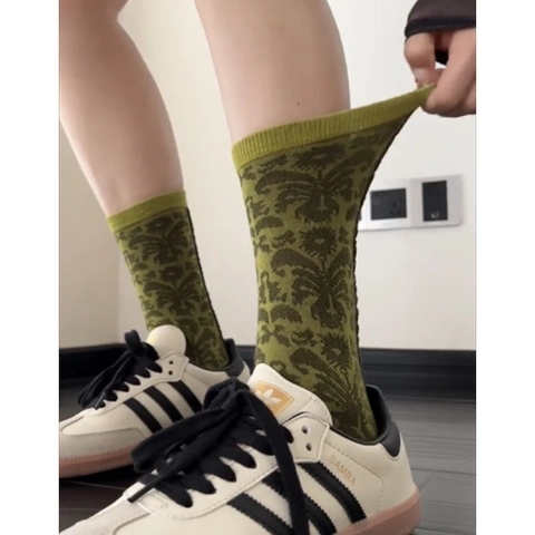 Calze Al Polpaccio Con Motivo A Volute Floreali Retro Cotone Traspirante Vintage Alla Moda Per Uomo Donna