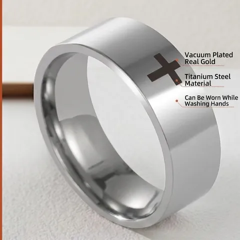 Minimalist Band Ring Stainless Steel Titanium With Cross Pattern Brushed Polished Finish For Men Women Fashion Jewelry