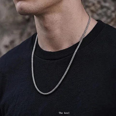 Titanium Steel Keel Chain Necklace For Men Women Minimalist Ins Style Wheat Chain Jewelry Gift