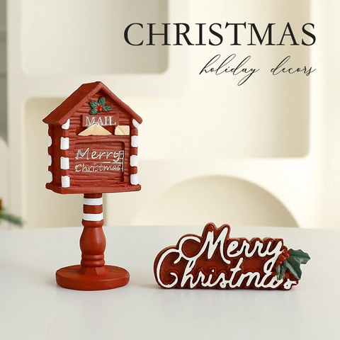 Mini Adornos De Navidad Escritorio Resina Buzón Árbol Figuritas Decorativas Festivas