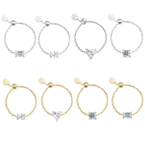 925 Sterling Silber Verstellbarer Kettenring Für Damen Vergoldet Zirkonia Opal Türkis Herz Quadrat Rund Schmuck Geschenk