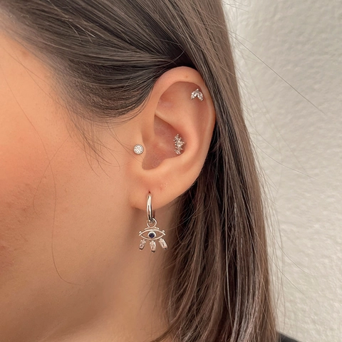 Vintage Böser Blick Kupfer Ohrringe Mit Silber Ohrringpfosten Blau Zirkonia Eingelegt Hängende Ohrringe Für Damen Schmuck