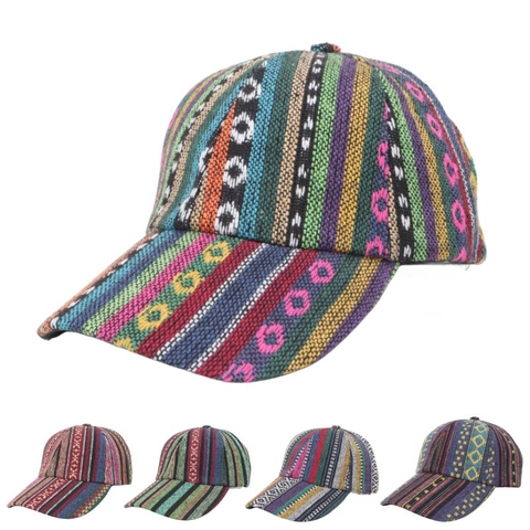 Gorra De Béisbol Tejida Étnica Bohemia Patrón Tribal Vintage Sombrero De Sol Ajustable Para Hombre Mujer Mezcla De Algodón