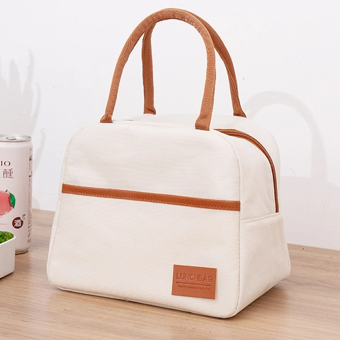 Geïsoleerde Lunchtas Oxford Stof Aluminiumfolie Thermische Draagbare Koeltas Voor Kantoor School Picknick Minimalistische Stijl
