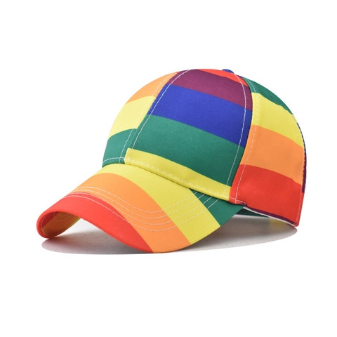 Berretto Da Baseball A Righe Arcobaleno Poliestere Protezione Solare Viaggi All'aperto Regolabile Colorato Traspirante Cappello Sportivo