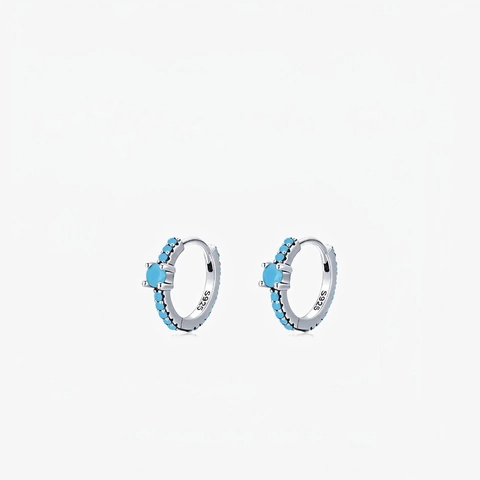 Pendientes De Aro De Plata De Ley 925 Retro Redondos Turquesa Geométricos Huggie Joyería Simple Pulido Para Mujer