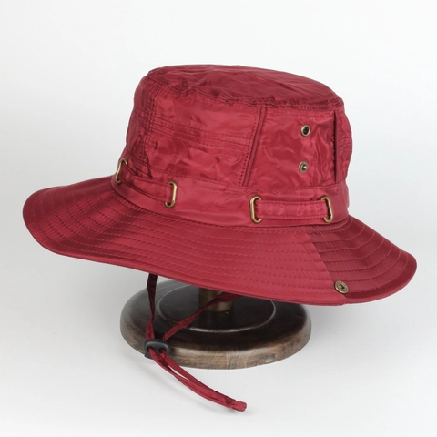 Wide Brim Bucket Hat Nylon Outdoor Sun Protection Foldable Fishing Cap With Adjustable Windproof String