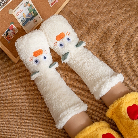 Winter Thickened Coral Fleece House Socks 3D Cartoon Animal Non-Slip Slipper Sleep Socks For Women Kawaii Soft Thermal