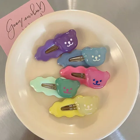 Cute Cartoon Bear Hair Clip Resin Wavy Barrette Sweet Cream Color Hairpin Accessories For Women Girls