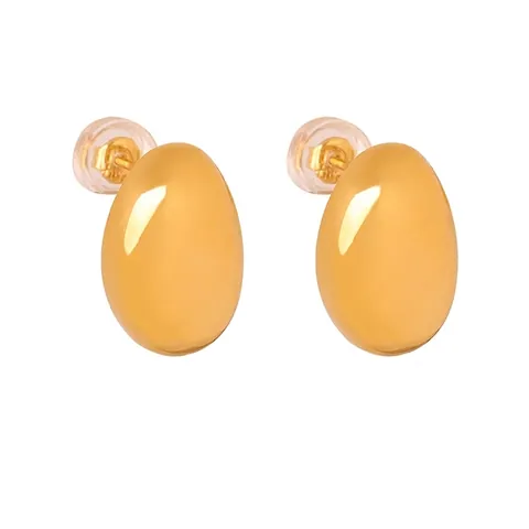 Pendientes De Botón Ovalados Minimalistas De Acero De Titanio Chapado En Oro Forma De Huevo Joyería Elegante Para Mujer
