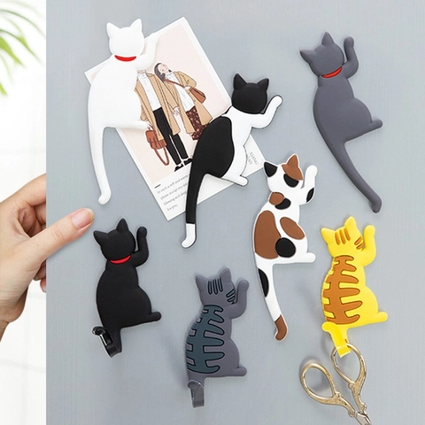 Süße Katzen-Schwanz Magnethaken Biegbare PVC Kühlschrankmagnete Kreative Schlüssel Handtuchhalter Küche Büro Dekorativ