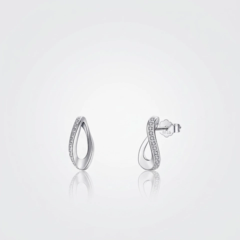925 Sterling Silber Ohrstecker Für Damen Mit Zirkonia Einfache Twist Wassertropfen Unendliche Mobius Mode Schmuck