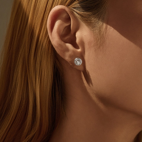 Collier À Pendentif Halo En Moissanite Ronde Couleur D Et Boucles D'oreilles En Argent Sterling 925 Pour Femmes Bijoux Élégants