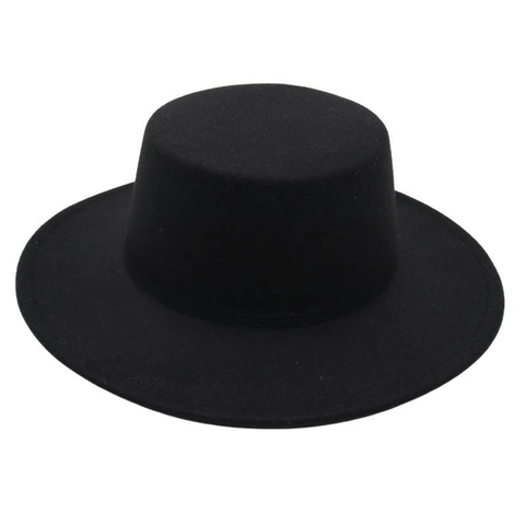 Chapeau Boater élégant à Bord Large En Feutre De Coton Polyester Minimaliste Pare-soleil Casquette Jazz Femmes